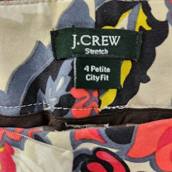 Jcrew Capri Pants Casual Womens Stretch White, Black & Red Floral Print Size 4P - Picture 6 of 10